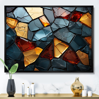Carreaux de mosaïque dorés et bleus I - décoration murale en marbre