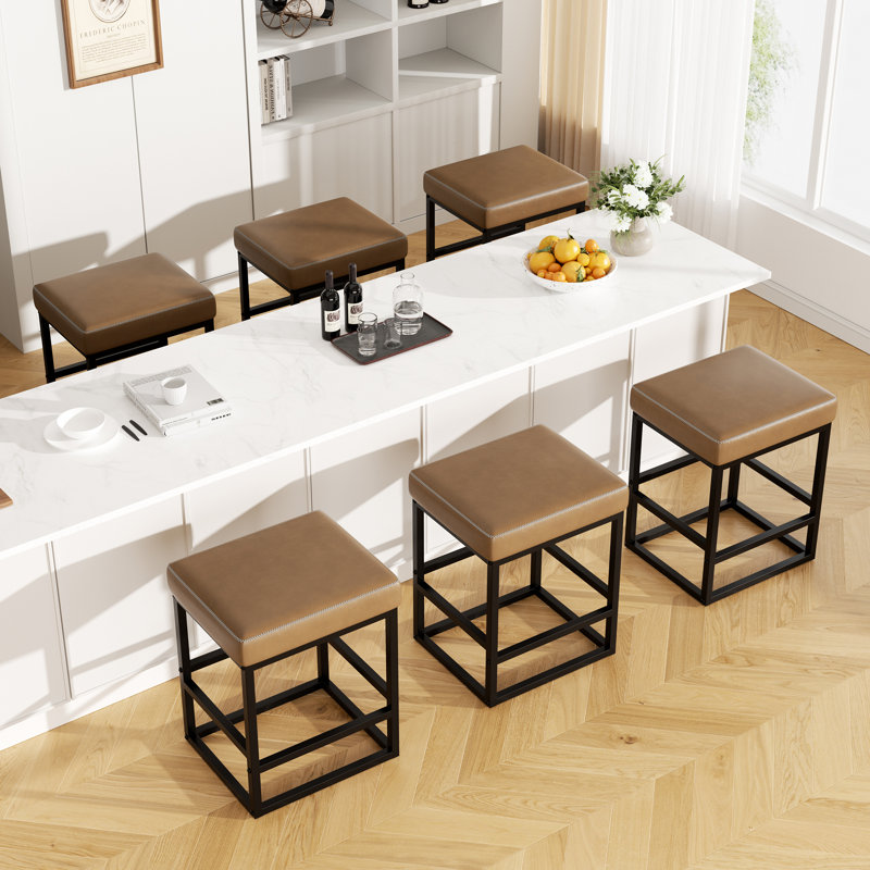 Modern Edge, Cozy Feel: Faux Leather Upholstered Counter Bar Stools for Every Home, Coffee