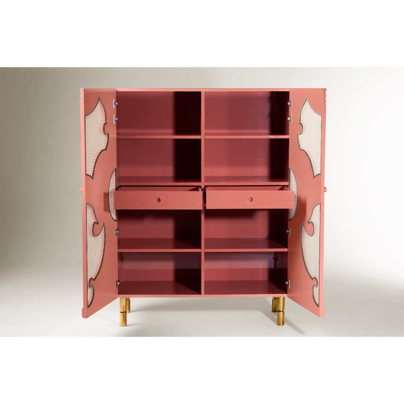 Traje De Luces Bar Cabinet, Watermelon/Polished Brass