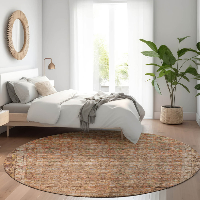 Copper Rectangular Washable Synthetic Indoor/Outdoor Rug