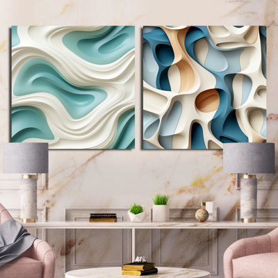 Corwen - Ensemble de 2 collages carrés abstraits