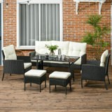 Leory Rattan Wicker 4 - Person Seating Group with Cushions