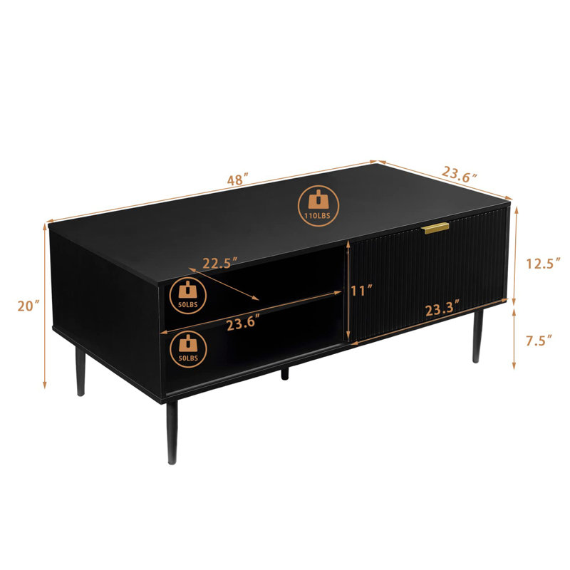 Table basse simple Nabeeha, Noir, Noir