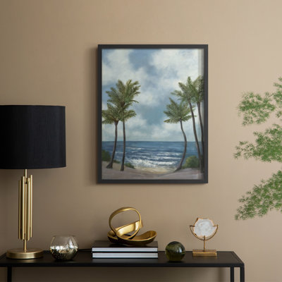 Coastal Palm Tree II, reproduction encadrée - bois massif