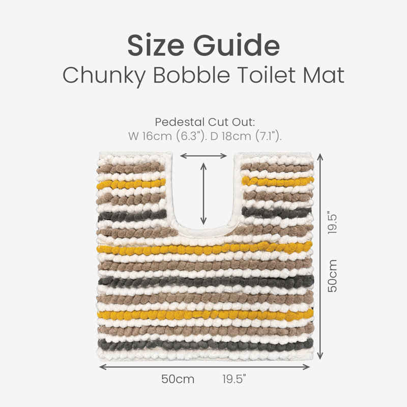 Hugo Stripe Bobble Pedestal Mat, Mustard/Grey