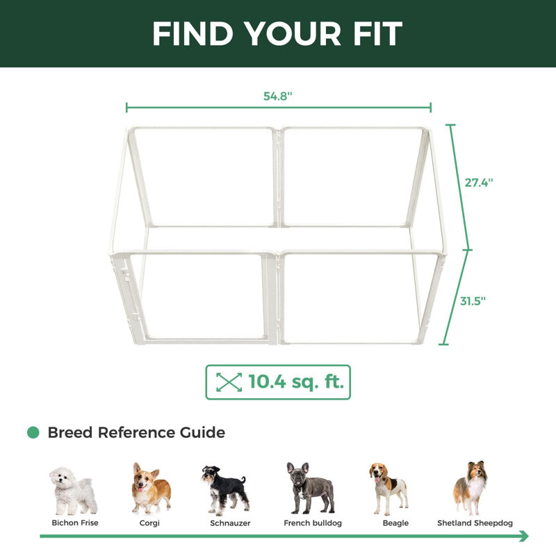 Parc d'intérieur pour chien en acrylique robuste AuraSpace Pro de FXW, structure robuste en métal, hauteur de 32 po, 6 panneaux pour petits et moyens chiens, blanc