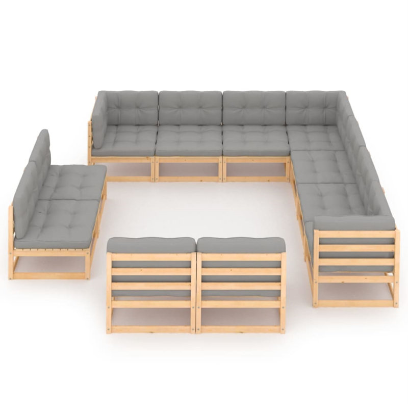Ensemble de conversation modulaire avec coussins Sheniah, Gris foncé 1
