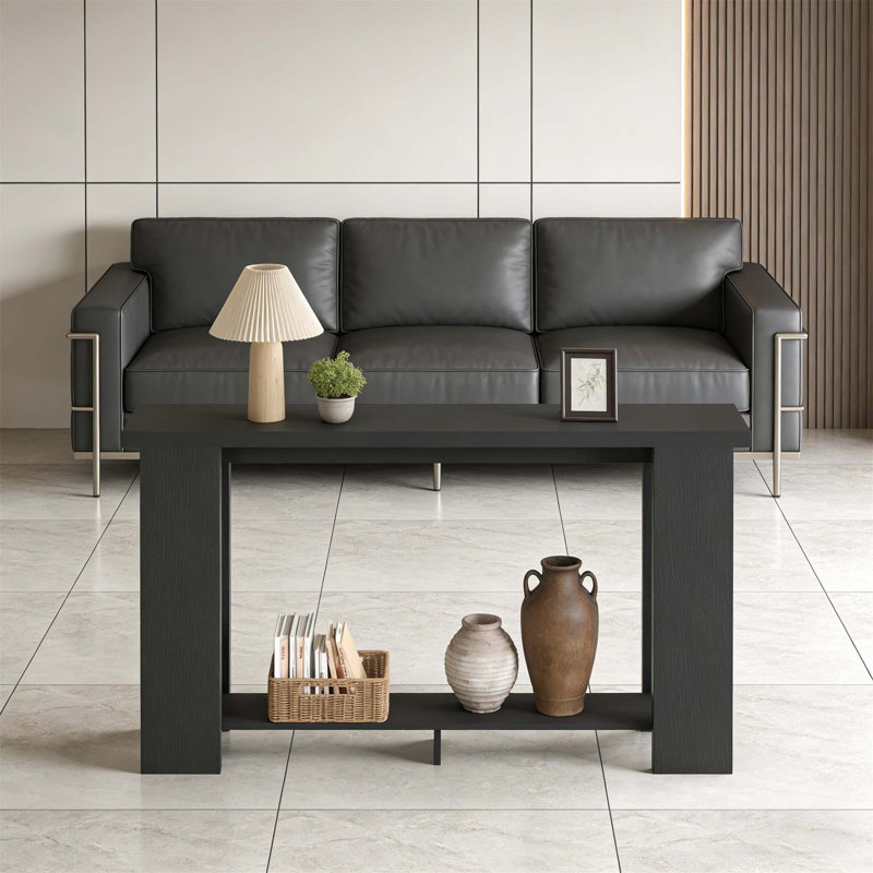 Table moderne à l'arrière, console étroite avec charme rustique et rangement polyvalent pour les espaces compacts, Noir