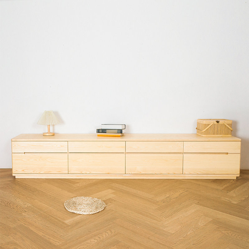 Meuble télé minimaliste en bois massif de style américain, 62.99"