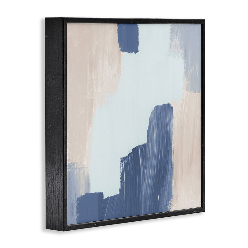«Blue Layered Paint Strokes», art de la giclée encadrée par Lucille Price, Giclée encadrée noir minuit, H 24 po x l 24 po