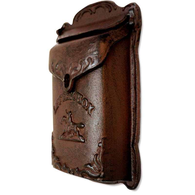 Cara Cast Iron Wall Mounted Mailbox, Brown