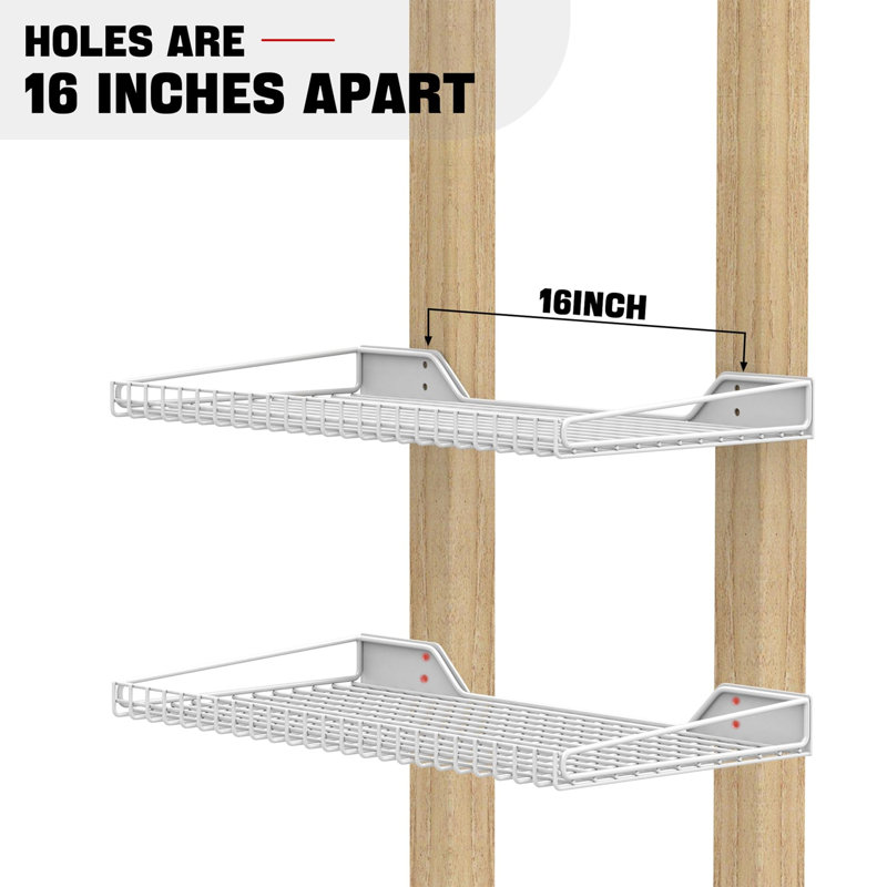 Tablette de rangement murale pour garage, ensemble de 2 tablettes en métal, Blanc