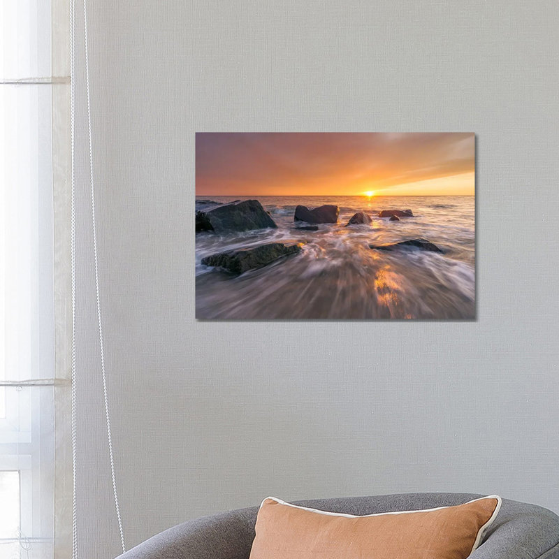 Sunset At The Coast In Denmark by Daniel Gastager - No Frame Gallery-Wrapped Canvas Giclée on Canvas, 66.04 cm H x 45.72 cm W