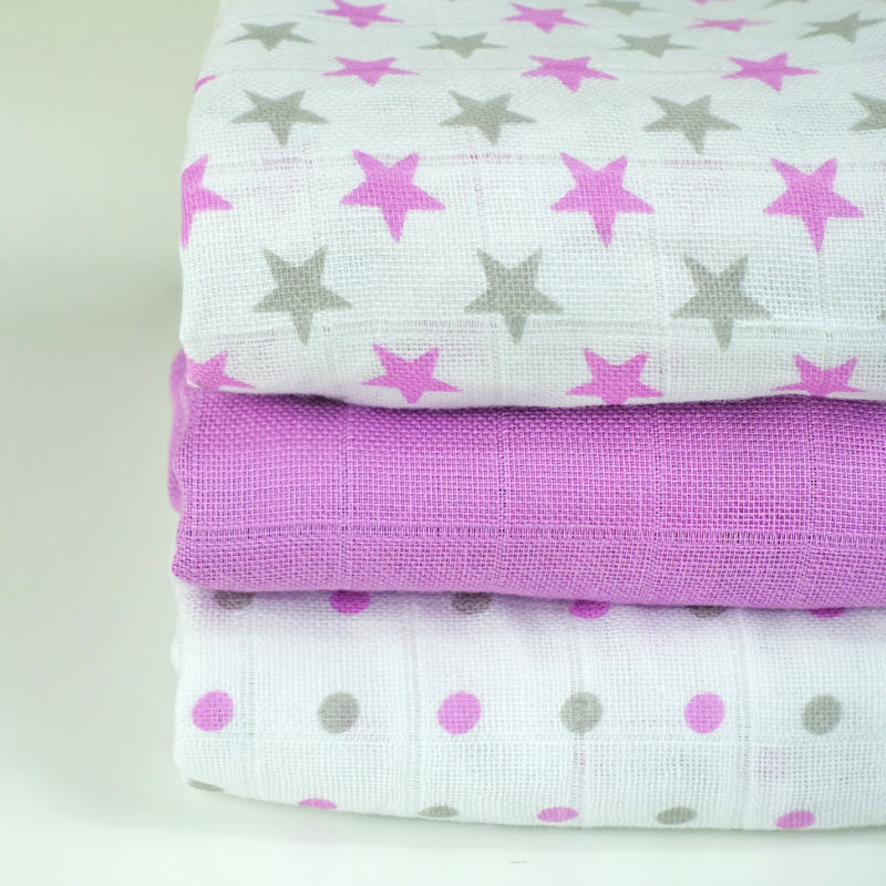 Losurdo MuslinZ Baby Muslin Squares 100% Cotton, Violet Star