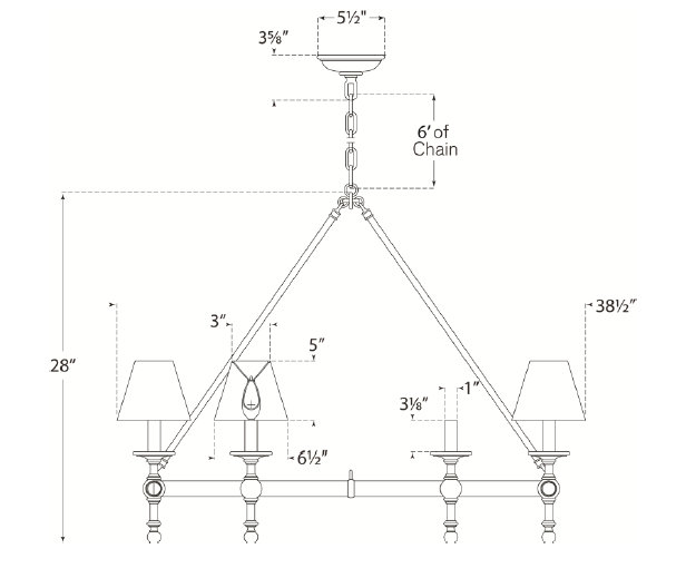 Chapman & Myers Classic Ring Chandelier, Hand-Rubbed Antique Brass, Linen
