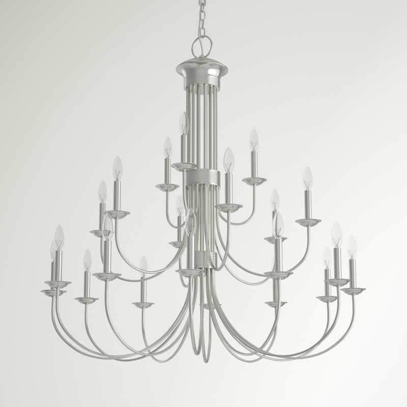 Arunvir 21 - Light Steel Dimmable Chandelier, Brushed Nickel