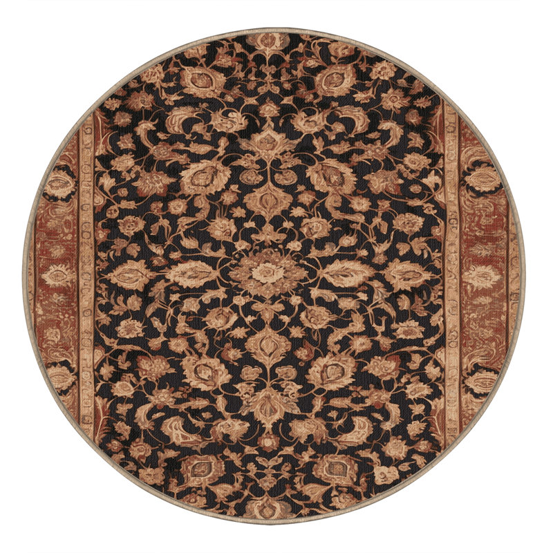Tapis brun lavable à la machine, Rond 5 pi