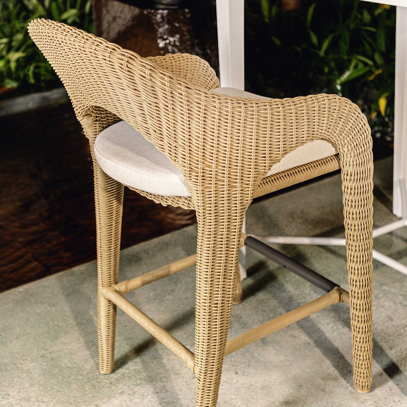 Uttermost Kavali Outdoor Wicker Counter Stool, 23.75"