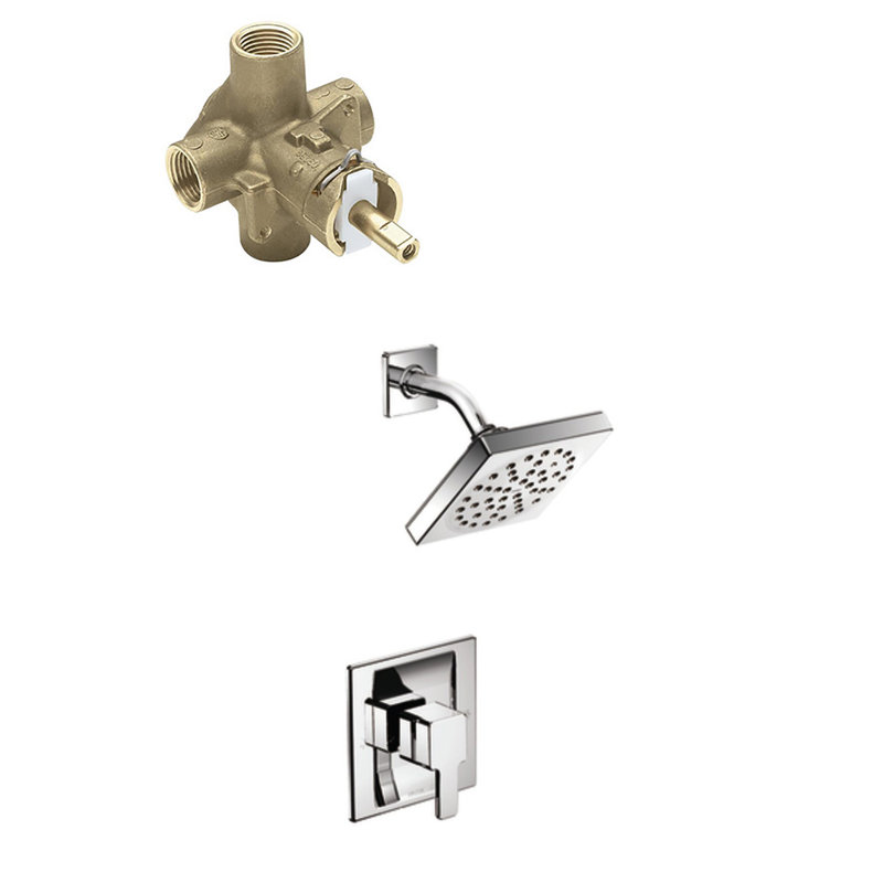 Robinet de douche 90 degrés avec valve brute et Posi-Temp