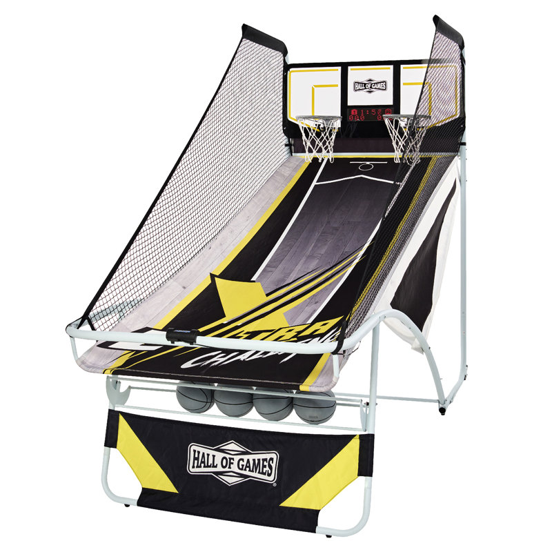 Jeu d'arcade haut de gamme Hall of Games Xtra Long Shot avec support de rangement intégré pour 4 balles