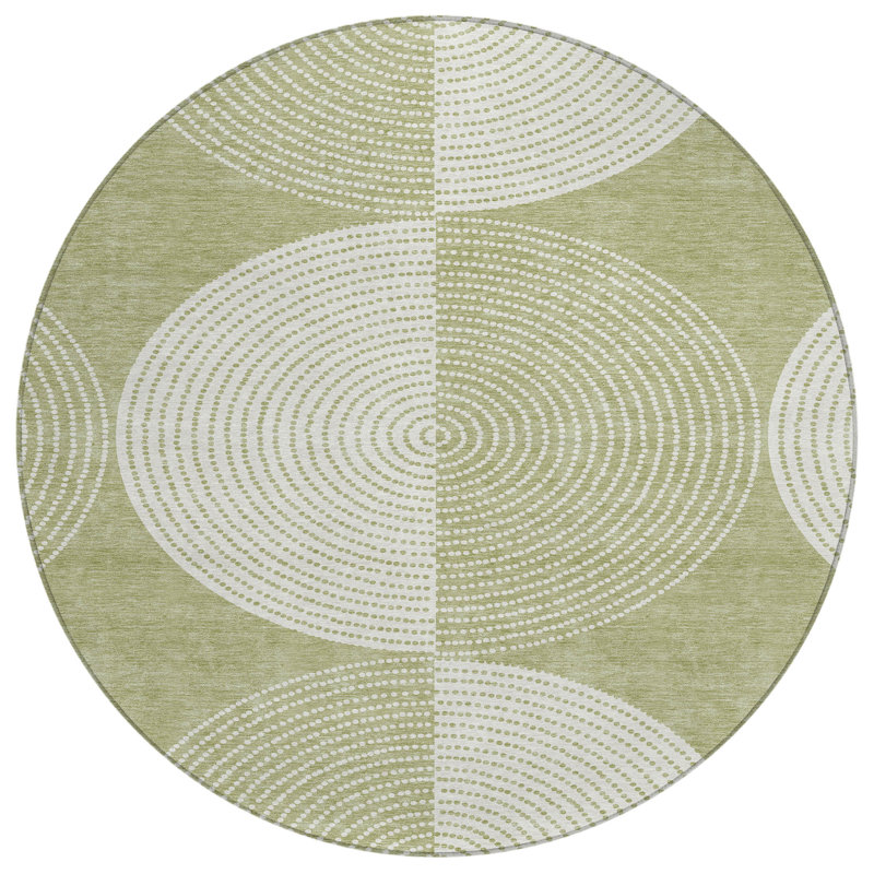 Machine Washable Indoor/Outdoor Jenning ACN2275 Geometric Rug, Round 8'