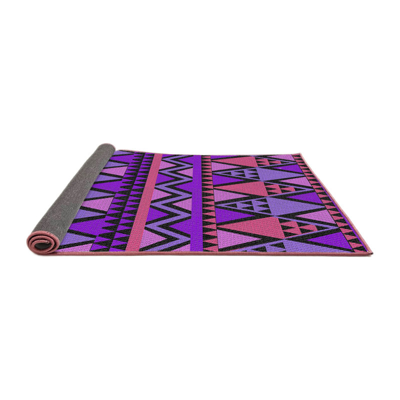 Tapis violet/rose à motifs, Carré 4 pi