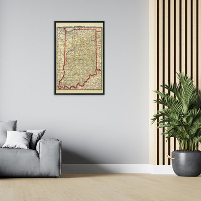 1888 Indiana Map, art mural sur papier