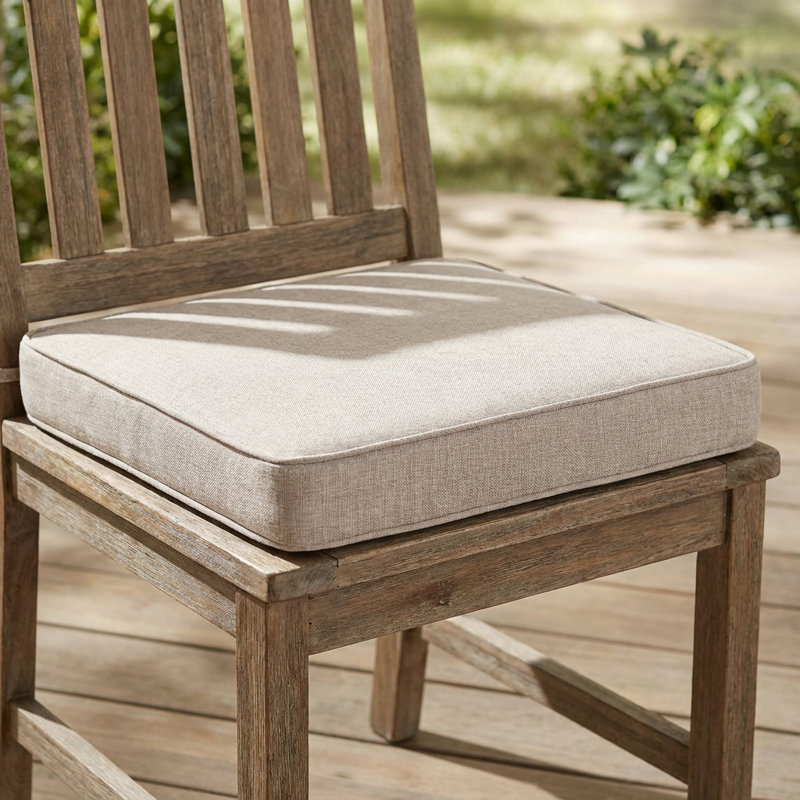 Dall Outdoor Dining Chair Cushion With Ties, Beige