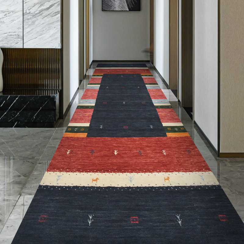Handmade Wool Striped Area Rug, Runner 2'6" x 10'