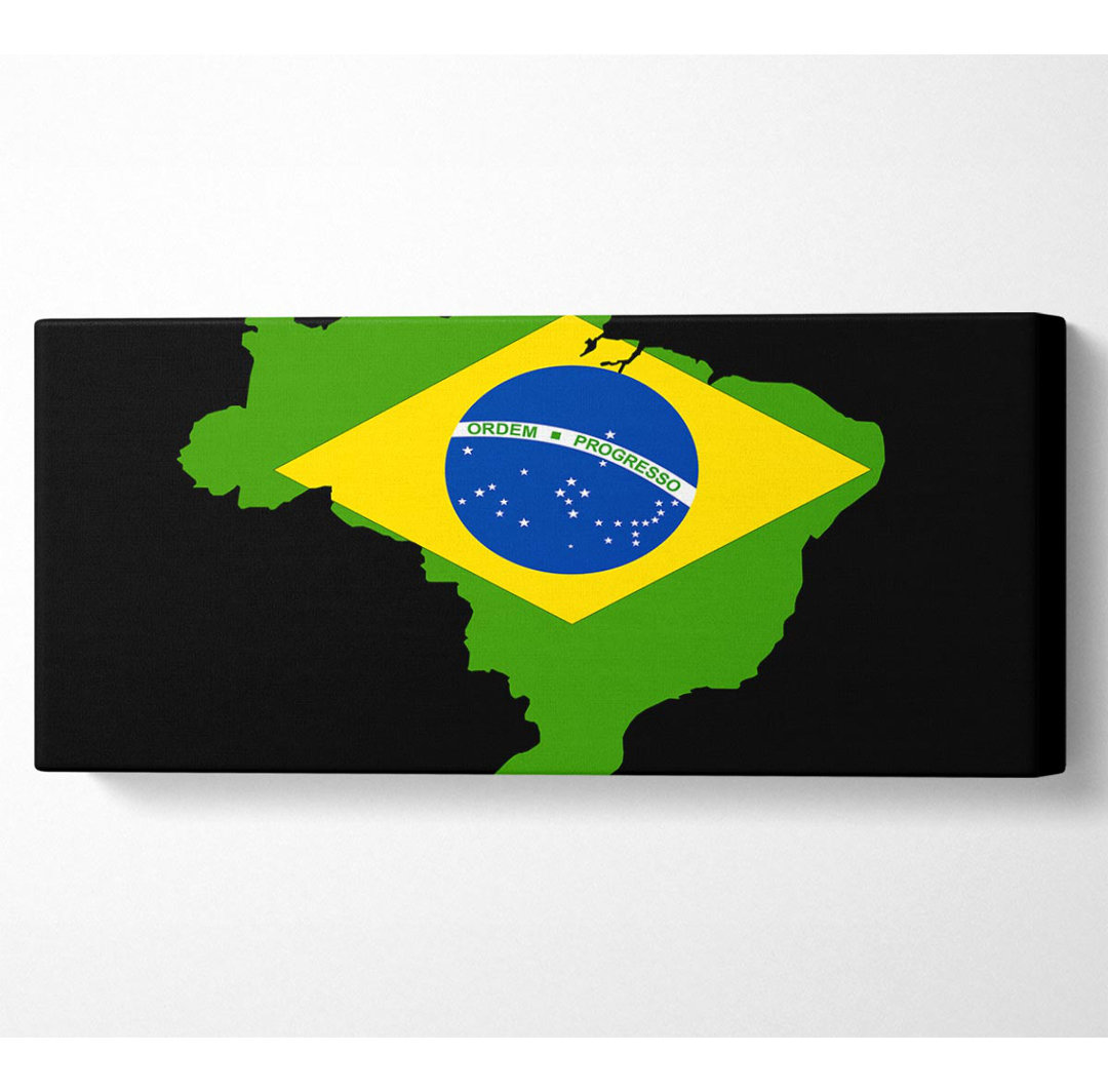 Brazillianische Flagge Karte Panoramaleinwand