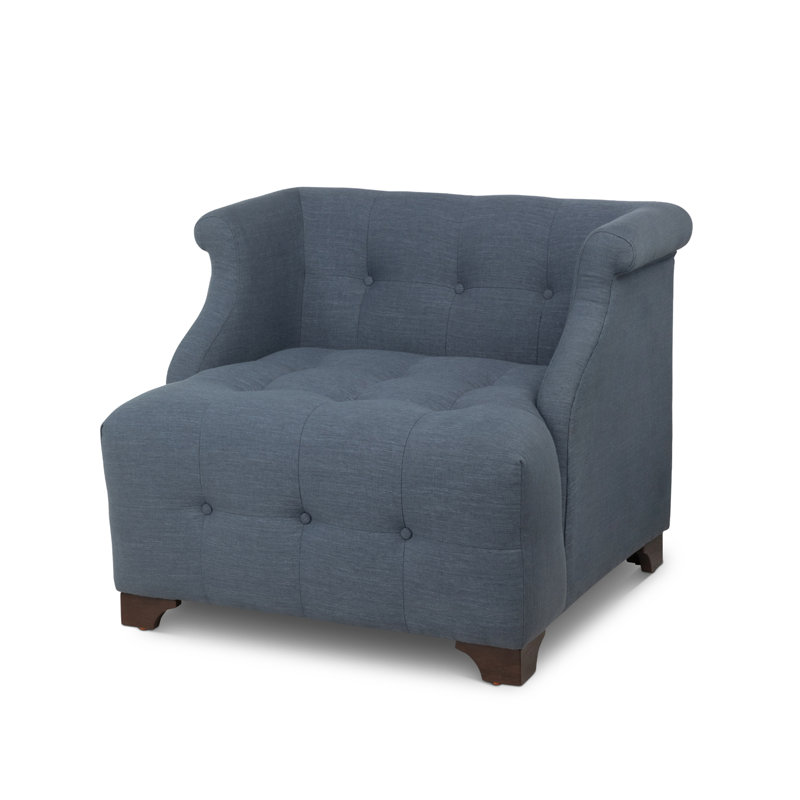 Scroll Arm Occasional Chair, Mocha, Heathered Navy