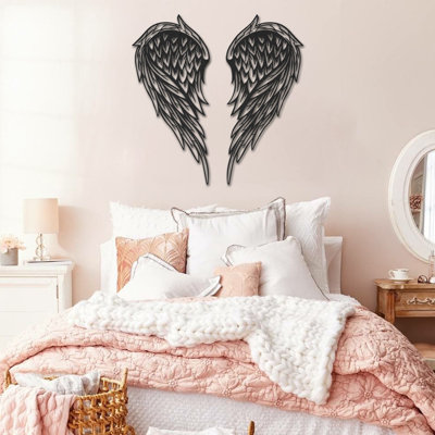 Accessoire mural décoratif en métal, acier noir, 18,1 po x 39,0 po | 100% acier, épaisseur: 0,06 pouce | Conception durable et élégante, parfaite pour la décoration de la maison ou du bureau, esthétique moderne et attrayante, poids léger (6,6 lb)