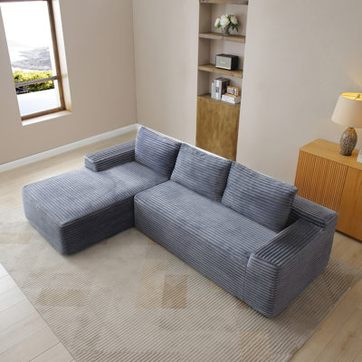 97'' Modular Sectional Sofa, Cloud Sectional Couch With Deep Seat, Modern Modular L-Shape Sofa Couch With Chaise,Upholstered Couches For Living Room Bedroom,No Assembly, Grey