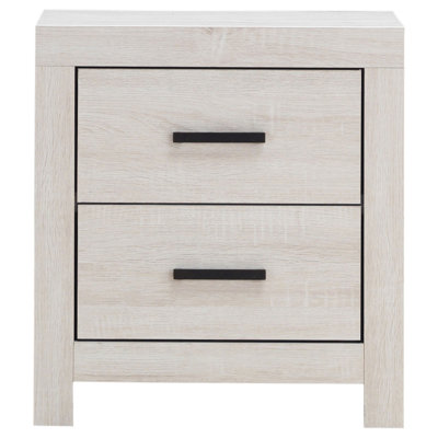 Table de chevet 2 tiroirs Brantford Coastal White avec rangement spacieux et esthétique moderne, parfaite pour les chambres contemporaines