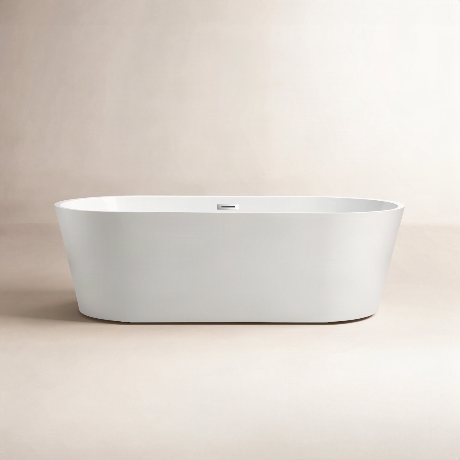 Iris 67" Freestanding Soaking Acrylic Bathtub, White/Polished Chrome