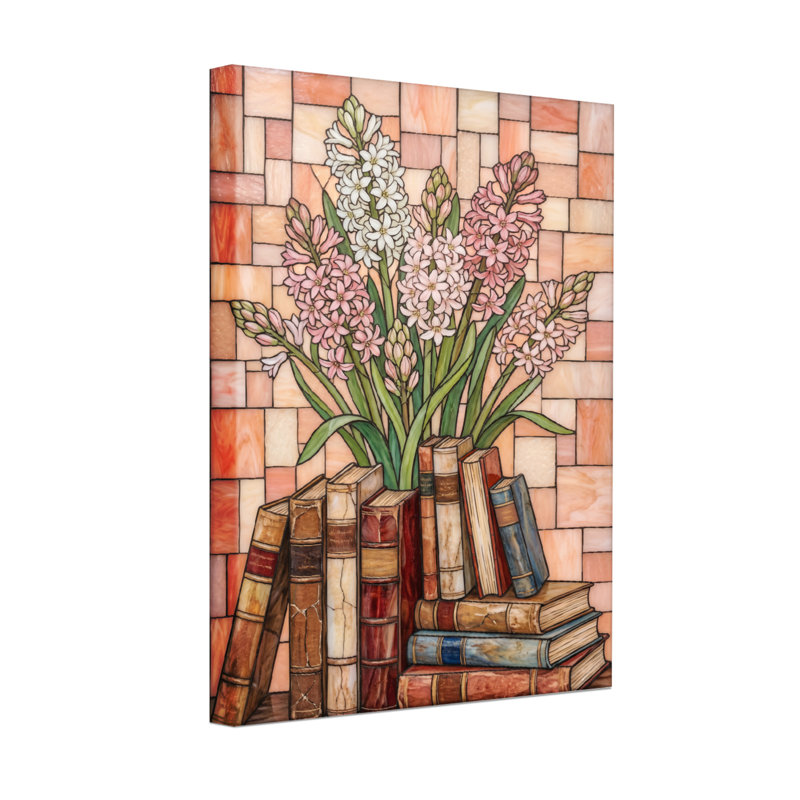 Plantes et fleurs, vitrail, fleurs, livres, fond