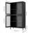Black Metal Cabinet With 4 Shelves And Glass Door Compartments - Freestanding For Office, Living Room, Kitchen Elegant Style 4-shelf Reinforced Tempered Bathroom Storage