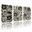 Plantes et fleurs, ensemble de 3 impressions sur toile à motif floral noir et blanc-1884992904
