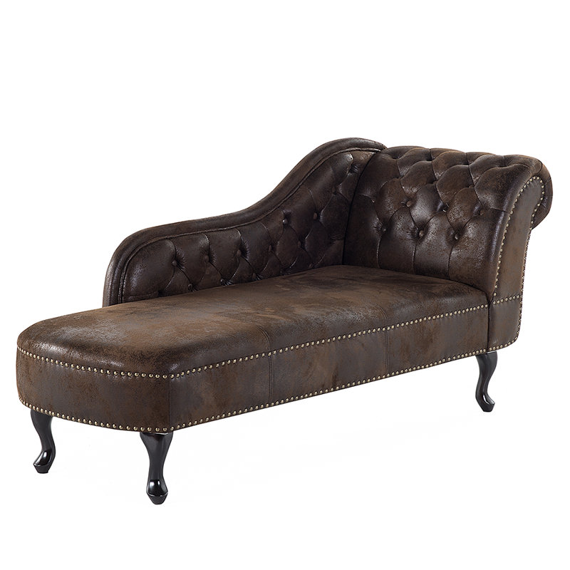 Brennon Faux Leather Chaise Lounge, Brown