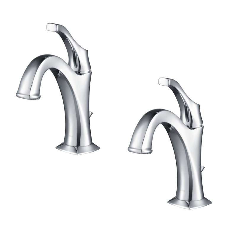 Kraus Arlo Single Hole 1-Handle WaterSense Bathroom Sink Faucet with Drain and Deck Plate, Chrome