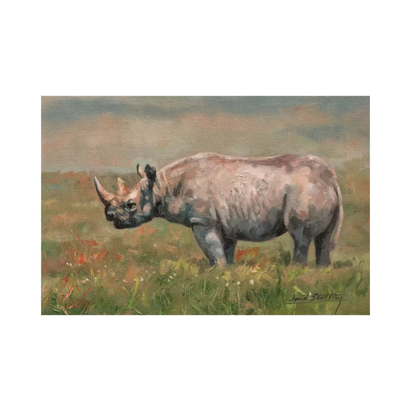 Black Rhino 1 Piece Wrapped Canvas Painting, 20.32 cm H x 30.48 cm W