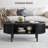 43.4'' Oval Coffee Table With Hidden Storage, Fluted Accent Center Table With Tambour Sliding Doors-479178909