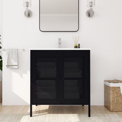 Meuble-lavabo autoportant avec lavabo en céramique