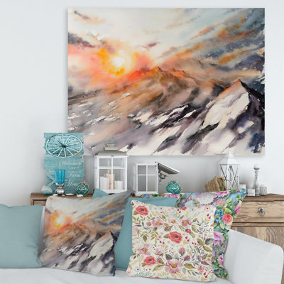«Majestic Sunset in the Mountains Landscape», peinture sur toile