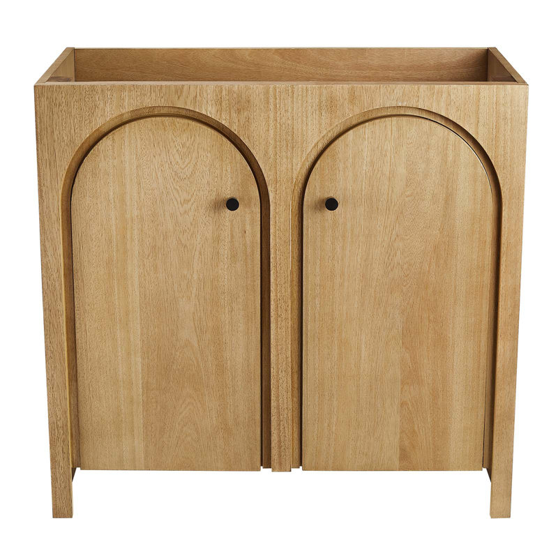 Natural Oak Double Arched Door Freestanding Bathroom Vanity