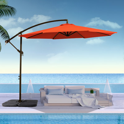 Parasol de patio en porte-à-faux 10 pi avec porte-manivelle, parasol d'extérieur suspendu pour terrasse, jardin et bord de piscine