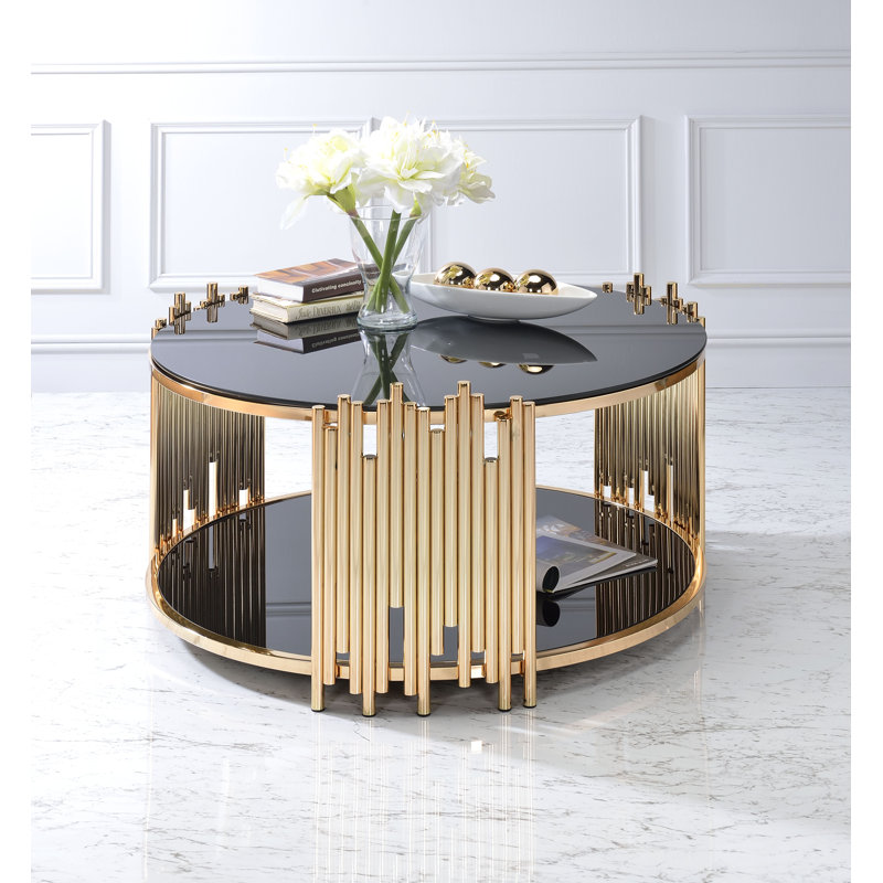 Table basse ACME Tanquin, verre doré et noir