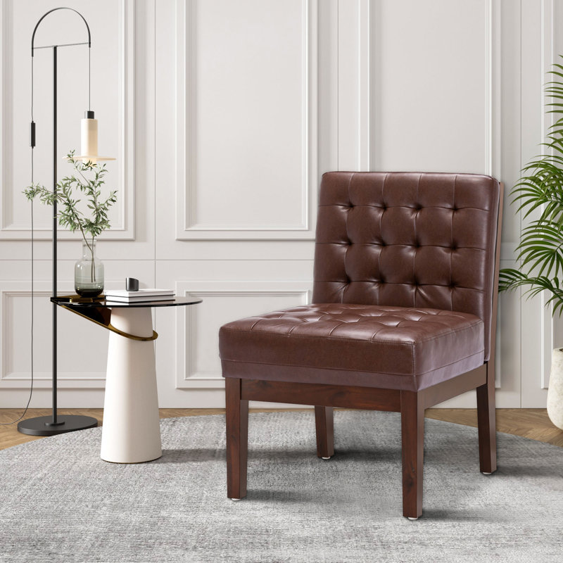 Lark Manor™ Vintage Minimalist Tufted PU Upholstered Armless