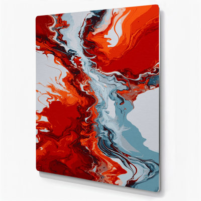 Abstrait fluide, art mural en métal rouge 5