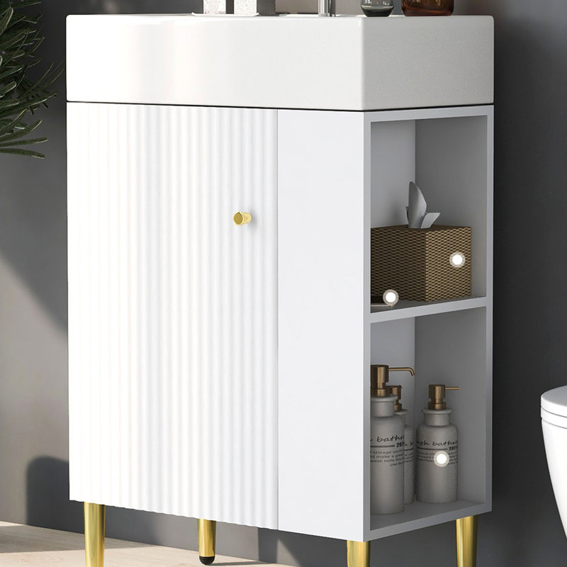 21.6'' Single Bathroom Vanity with Ceramic Top